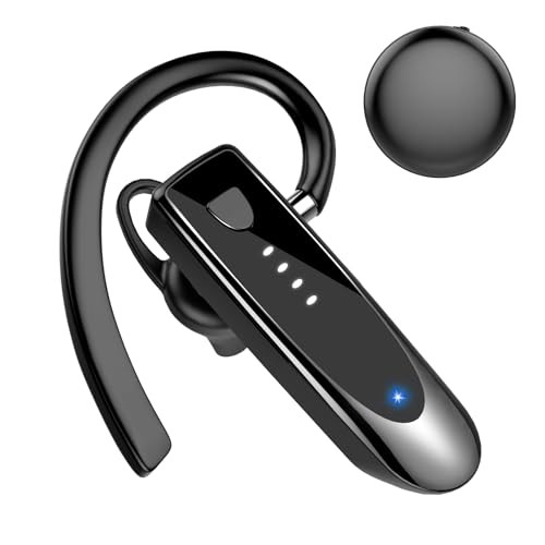 Bluetooth Headset Freisprech mit Mikrofon, 20 Std Sprechzeit, Schwarz
