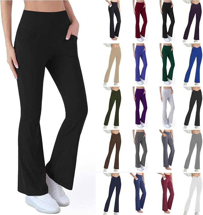 Damen Leggings Hochwertige Yogahose mit Taschen Blickdicht Stretch Sporthose