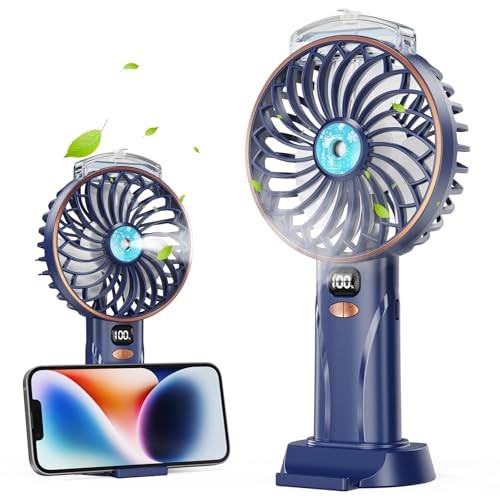 Handventilator mit 25 ml Sprühfunktion  USB-C, 5 Geschwindigkeiten, 4000 mAh