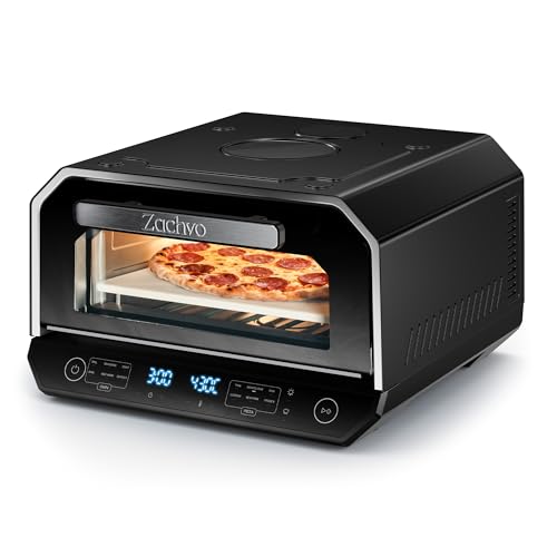 Pizzaofen Elektrisch 450C, Neapolitanische Pizza, 6 Kochprogramme, Schwarz, 602A