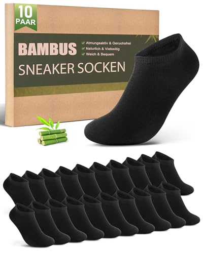 Bambus Sneaker Socken Herren Damen 10/20 Paar, Atmungsaktive Anti-Geruch Socken