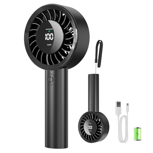 Tragbarer Handventilator 4000mAh, 13 Stunden Laufzeit, 5 Geschwindigkeiten, Mini-Turbo