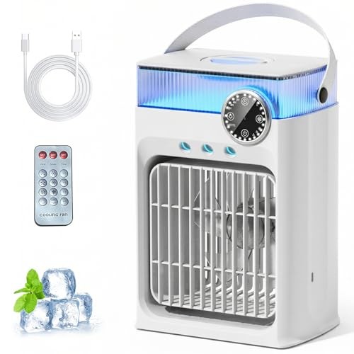 YFFU Mobile Klimaanlage USB, 1200 ml, 3 Gebläsestufen, Mini Kühler, Wolkenweiß
