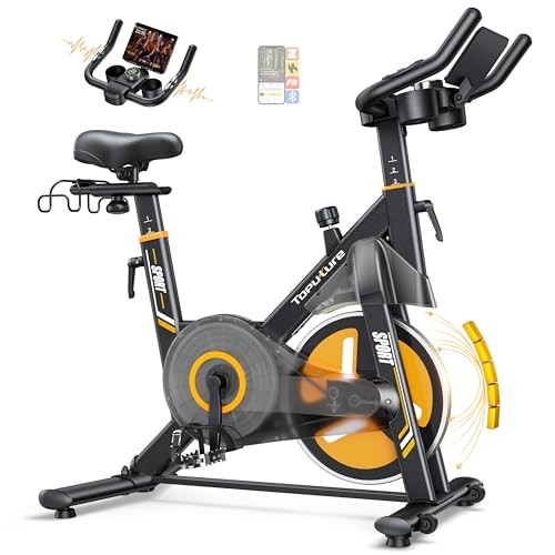 Toputure Heimtrainer Fahrrad, 32 Elektr. Magnetwiderstand, Herzfrequenzmessung, bis 150kg