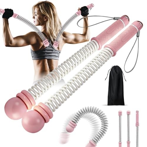 Battle Ropes 2 Stück rosa, Sportseil für Home Gym, tragbares Fitness Equipment