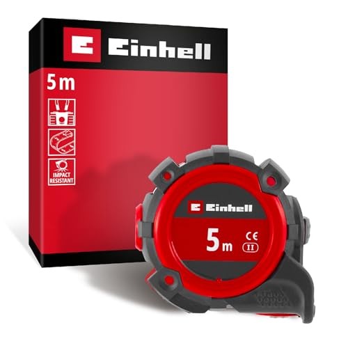 Einhell Bandmaß 5 m mit Magnet-Endhaken, doppelseitiger Skalierung, robust