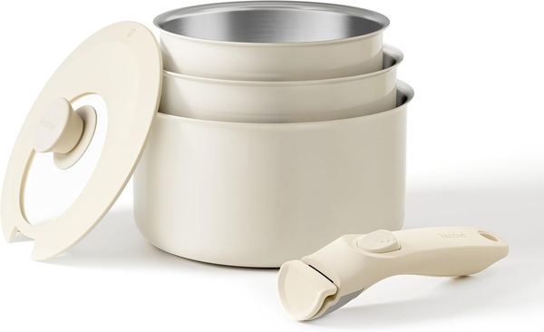 Edelstahl Topfset 16/18/20 cm mit abnehmbaren Griffen - Redchef