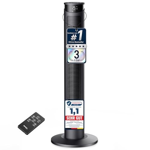 WoleixKlima Turmventilator 25dB, 4 Modi, 75 Oszillation, 93cm, Fernbedienung