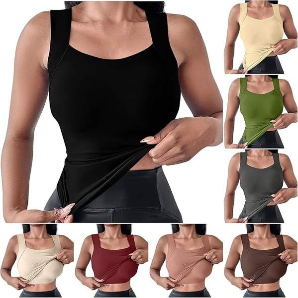 Damen Sporttop mit Integriertem BH Spaghetti Trägertop Gym Fitness Schwarz XXL