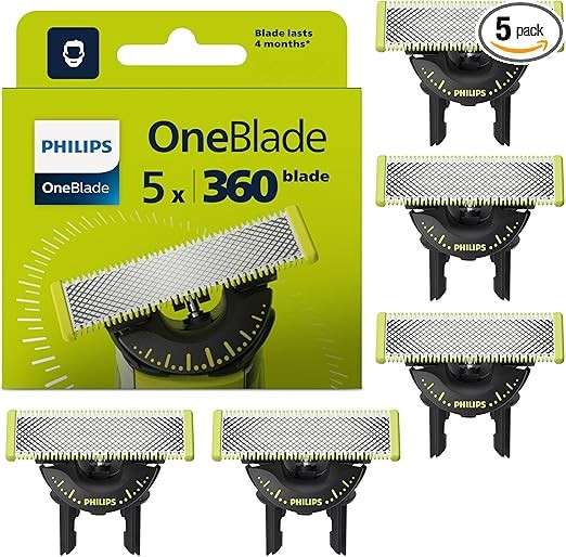 Philips OneBlade 360 Klingen 5er-Pack, passend für OneBlade & Pro Modelle