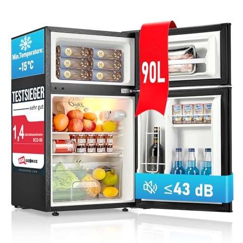 FOHERE 90L Kühlschrank mit 26L Gefrierfach, 7-Stufen Thermostat, 43 dB