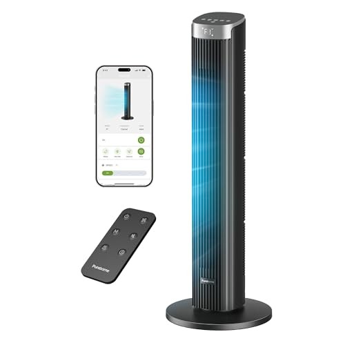Pureborne Turmventilator 91cm, 23dB, 90 Oszillation, 4 Stufen, 12H Timer, Schwarz