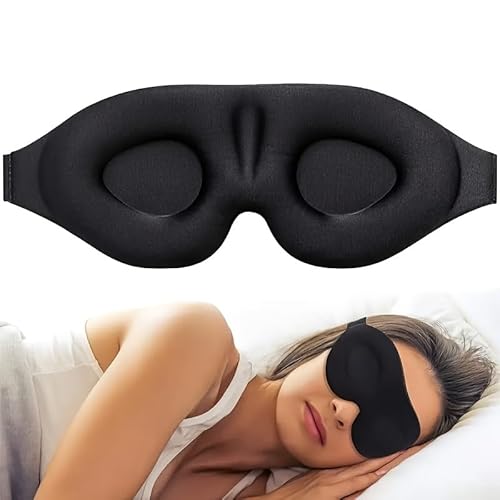 3D-Augenmaske schwarz, lichtblockierend, weiche Schlafmaske für Reisen und Nickerchen
