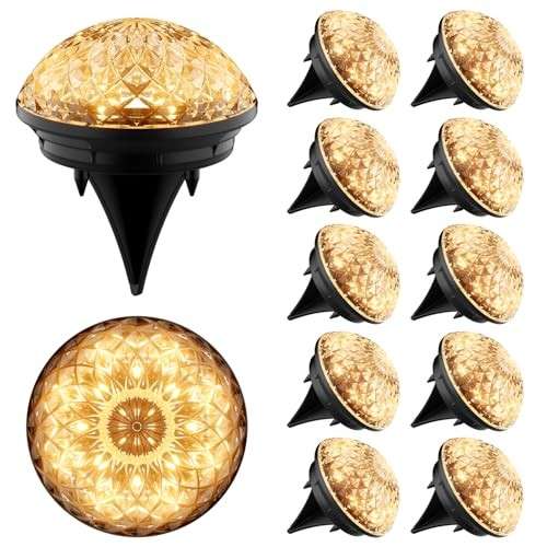 Shuniu Solar Bodenleuchten 12 Stück, 8 LEDs, IP65, Warmweiß, Außenbeleuchtung