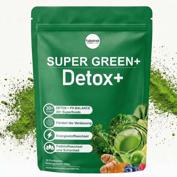 Grünes Entgiftungspulver mit Spirulina, Weizengras & Matcha, 200g
