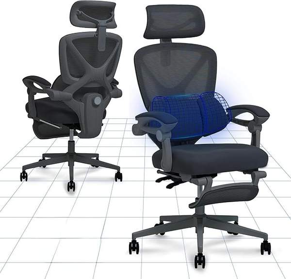 FLEXISPOT OC4 ergonomischer Bürostuhl mit 135 Neigung, 3D-Kopfstütze, Fußstütze