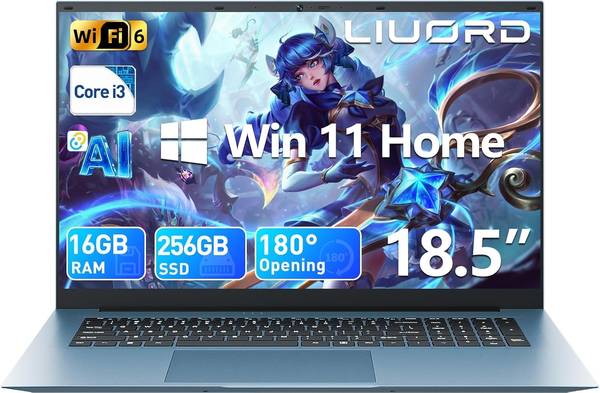 Liuord 18,5" Laptop, Core i3, 16GB RAM, 256GB SSD, Win 11, FHD, WiFi 6