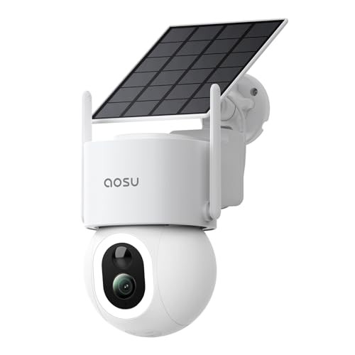 4K 8MP Überwachungskamera Aussen Solar Akku 360 PTZ WLAN PIR Nachtfarbton IP65