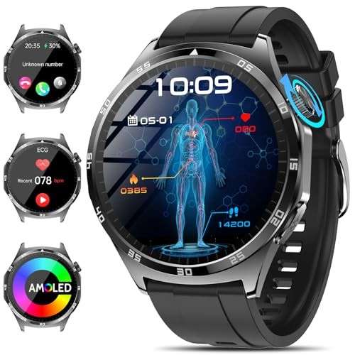 Smartwatch Herren 2026 EKG Blutdruck Harnsäure Schlafmonitor 1,43" AMOLED iOS Android