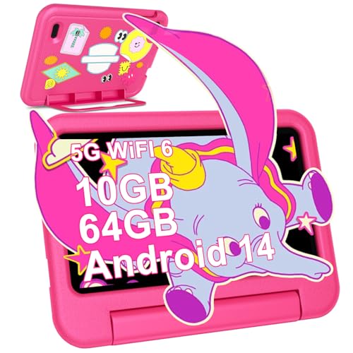 ZIOVO 7 Zoll Kinder Tablet, 10GB RAM, 64GB ROM, Octa-Core, Face ID, Rosa