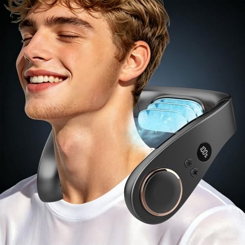 Kouric Nackenventilator, leise 35dB, 24 Std. Kühlung, USB-C, 5500mAh, 5 Stufen