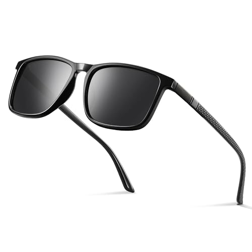 Polarisiert Sonnenbrille Herren Damen UV400 Schutz Schwarz TR90 Sport Angeln Ski