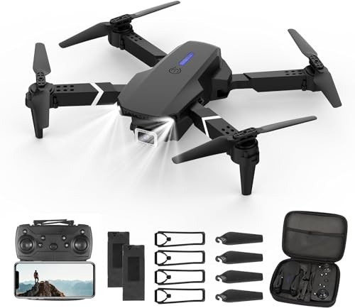 4K HD Drohne mit Kamera, faltbar, FPV WiFi, 2 Akkus, Hindernisvermeidung, Headless Modus