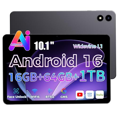 RebotAi 10.1 Zoll Tablet Android 16, 16GB RAM, 64GB ROM, WiFi 6, BT 5.2, Grau