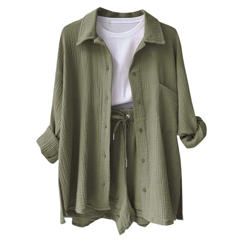**Musselin Bluse Damen Oversized Langarm Leinen Tunika Große Größen Sommer**