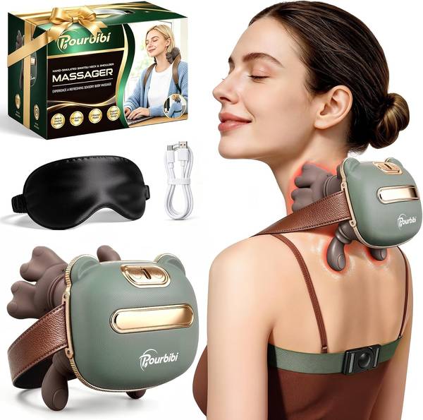 Nackenmassagegerät Kabellos 4D Bionik, Silikon, 3 Stufen, für Auto, Zuhause, Büro