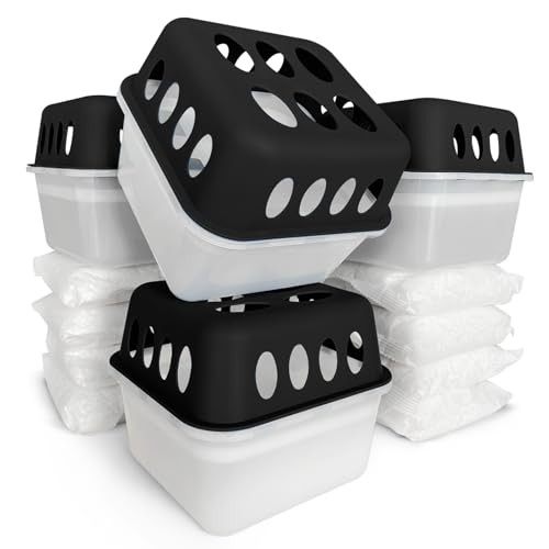 Luftentfeuchter 4 x mit 8 x 400g Nachfüllgranulat, nachfüllbar & wiederverwendbar, Schwarz
