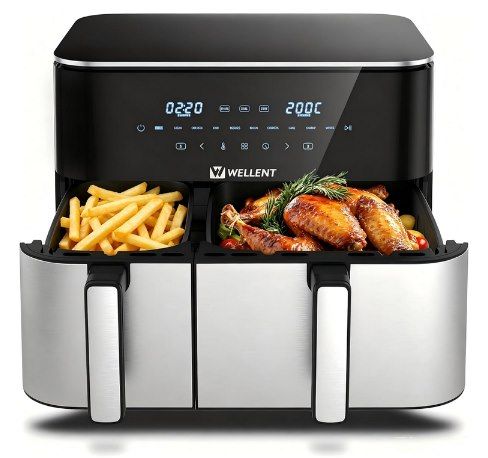 WELLENT 11L Airfryer 2 Kammern (4+7L) für 69,99 - Vergleich 130