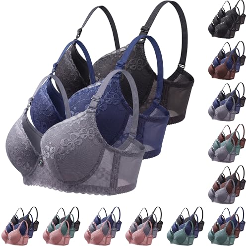 Bügel-BH Damen 3er Pack Gepolstert Spitze Elegant Formend Push-Up Klassische Unterwäsche