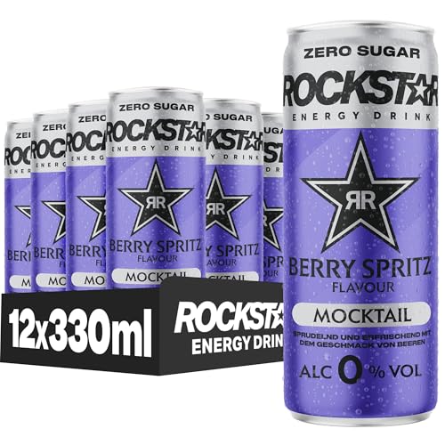 Rockstar Energy Drink Mocktail ohne Zucker (12 x 330 ml)  Berry Spritz, Mojito, Pia Colada
