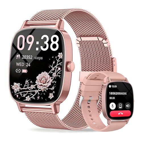 Smartwatch Damen 1.85 Zoll, Telefonfunktion, Herzfrequenz, 120+ Sportmodi, IP68 (Rosa)