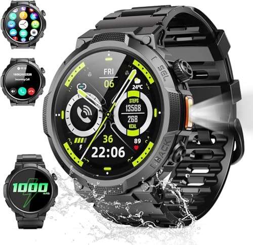 Smartwatch Herren Damen, 1.53" HD, 100+ Sportmodi, IP68, Herzfrequenz, Android iOS