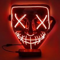 LED Halloween Maske Grimasse Cosplay Party Karneval Draht Licht Rot