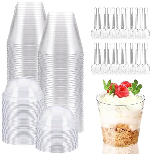 Woobroo 50 Stück Dessertbecher 210 ml, Wiederverwendbare Desserttassen für Mousse, Pudding, Eis