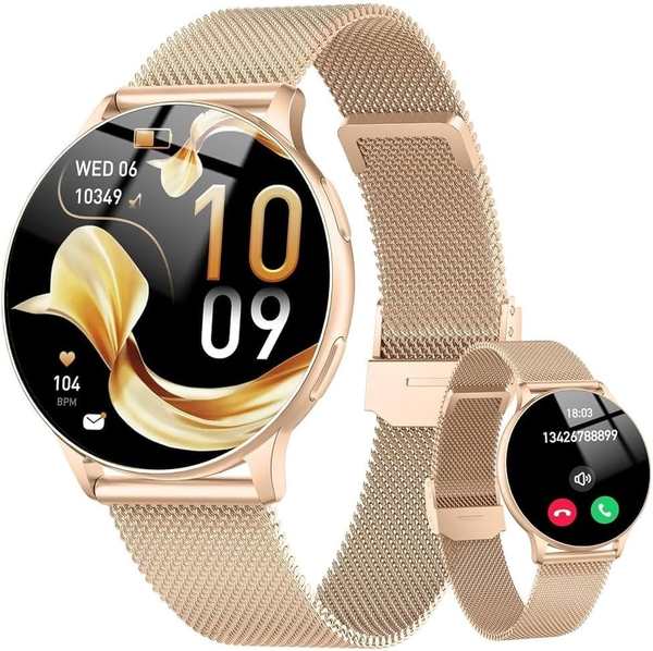 Smartwatch Damen 1.32" AMOLED, IP68 wasserdicht, Telefonfunktion