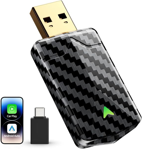 Mini CarPlay Wireless Adapter für Apple CarPlay und Android Auto, Schwarz