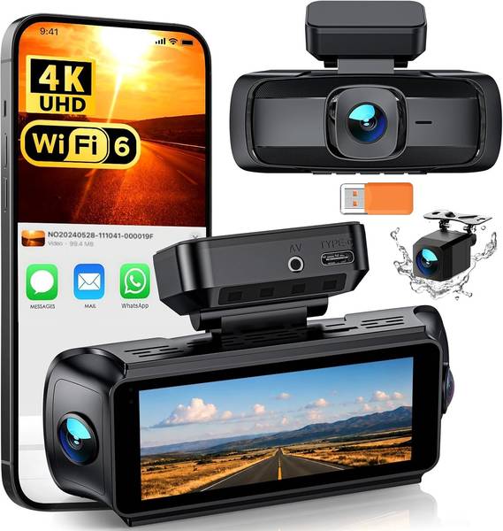 iZEEKER Dashcam 4K 4 Kanal WiFi 6, 360 Auto Kamera + 31080P