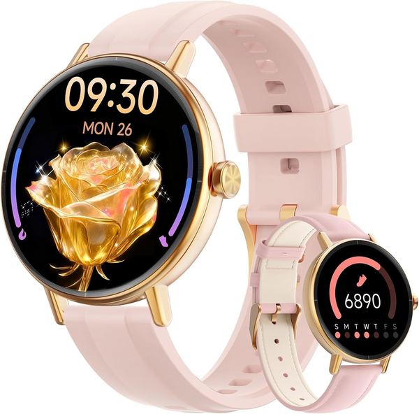 Gydom Smartwatch Damen, 1.27" AMOLED, Fitnessuhr mit SpO2, Herzfrequenz, IP68, Sportmodi