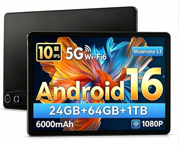 NIDUBIO 10 Zoll Android 16 Tablet, 24GB RAM, 64GB ROM, WiFi 6, 1TB erweiterbar