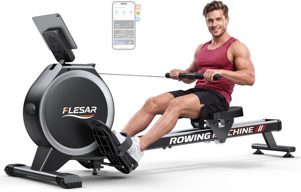 Flesar Rudergerät für Zuhause, 16-Stufiger Magnetwiderstand, LCD-Display, 160 kg, Platzsparend