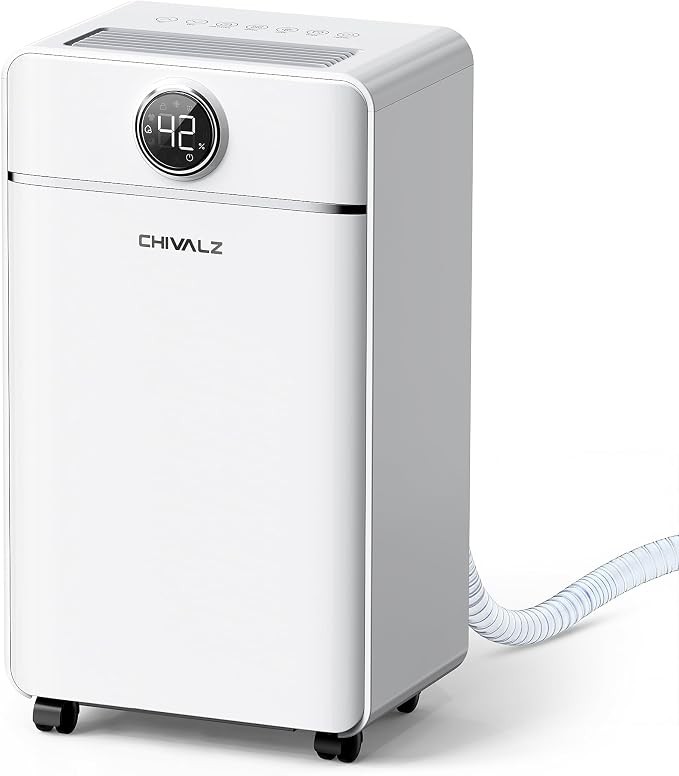CHIVALZ Elektrischer Luftentfeuchter 12L/24h, Leise, Hellweiß