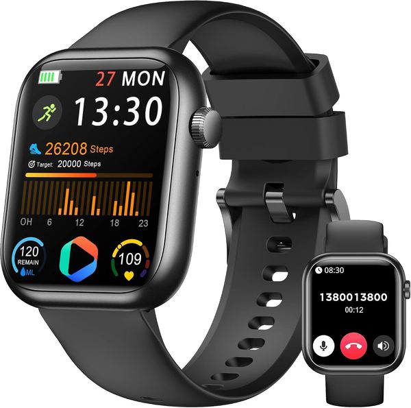Smartwatch Fitness Tracker 1.83" HD, Schrittzähler, Blutdruck, Pulsuhr, IP68, 120+ Sportmodi