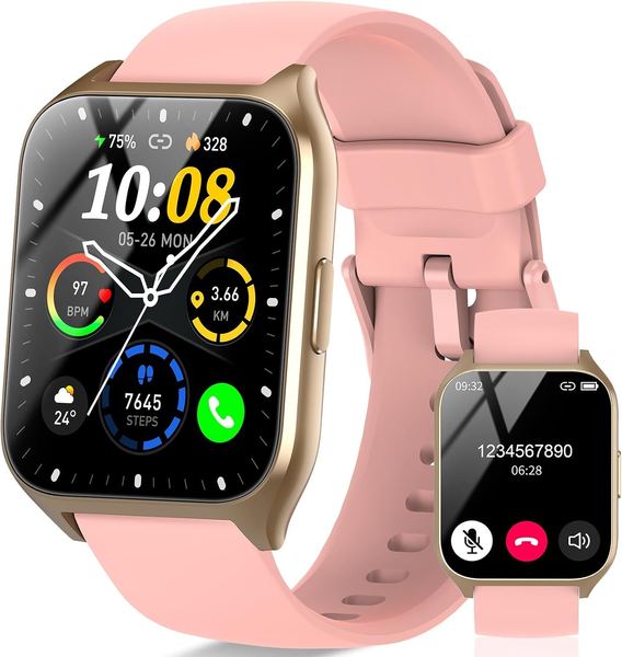 Smartwatch 1,85" HD Touchscreen Herren Damen, 100+ Sportmodi, IP68 wasserdicht, Rosa