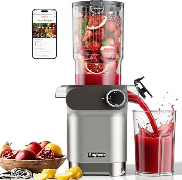 Anybear Slow Juicer 200W, 110mm Einfüllschacht, BPA-frei, leicht zu reinigen