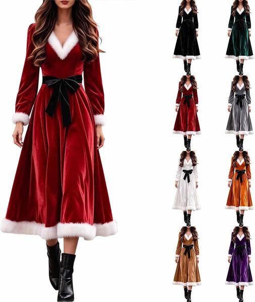 Rotes Samtkleid Langarm Größe M für Weihnachten (Amazon Prime)